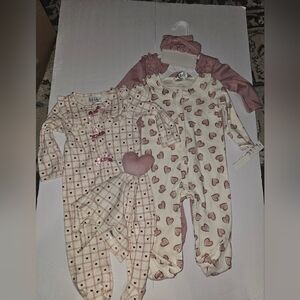 Nicole Miller 6-9 Months Baby Girl 3 Bodysuit  NWT Hearts